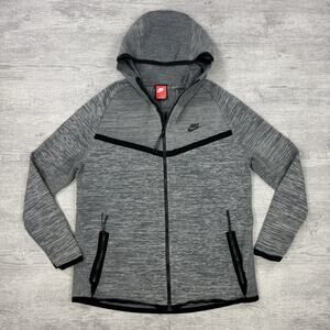 Nike Tech Knit Windrunner Hoodie Jacket Mens L Black Grey Full Zip 728685-043